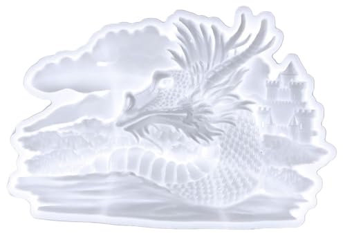 OHPHCALL Gussform Aus Ton Drachen-silikon-gussform 3d-drachen-seifenform Drachen-silikonformen Für Harz Kuchen-süßigkeitsform Backformen Für Gebäck Betonform Kieselgel Epoxid Weiß Schmücken