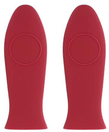 2 Pack Silicone Pan Handle Sleeve, Heat Resistant Cast Iron Skillet Handle Covers for Pots and Pans, Assist Handle Holder Grip for Kitchen Frying Griddles Cookware (Red)