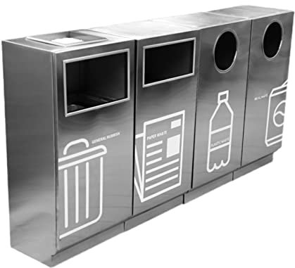 Papelera Del Hotel Cubo de basura de acero inoxidable for exteriores, cubo de basura de clasificación de gran capacidad con cenicero tipo cajón, cubo de basura comercial Papelera De Reciclaje Del Parq