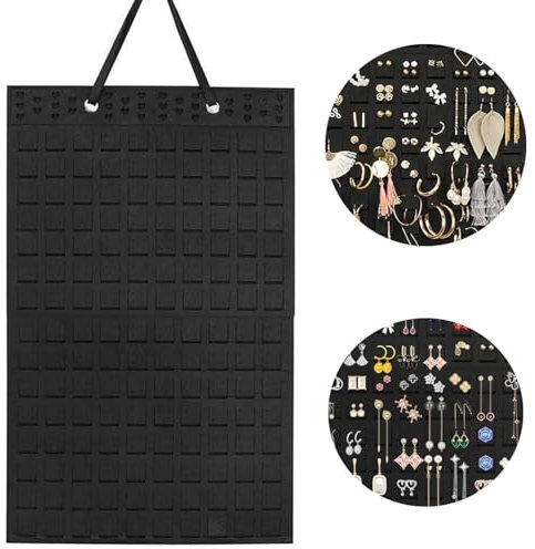 TAXIFANW Hängende Schmuck Organizer，Ohrring hängende aufbewahrung Faltbarer schmuckständer Filz schmuck hanging bag Ohrringhalter wand，für Ohrstecker (Schwarz)