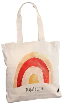 ORWONet Foto-Stofftasche aus Jute | 100% Bio-Baumwolle | 36 x 40 x 10 cm | Tote Bag mit Square-Druck | 2 breite Schulterhenkel (Regenbogen)