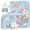 Custodia per bambini per iPad 9,7 pollici 2018/2017 (6a/5a generazione)/iPad Pro 9.7/iPad Air 2/Air 1, custodia leggera antiurto con gatto carino con supporto e tracolla, blu