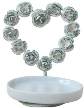 Porte Savon en Forme de Coeur en métal et Porcelaine Blanche