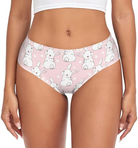 Oarencol Damen-Unterwäsche, niedliches Häschen, Herz, Osterhase, rosa Höschen für Frauen, freche Bikini-Höschen, Größe XS-XXL, mehrfarbig, S