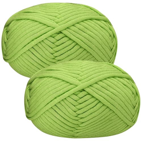 Häkelgarn Baumwolle Wolle zum Häkeln Chenille 2x50g Häkelwolle,Crochet Yarn Dickes Baumwoll-Nylon-Mischgarn Häkelgarn für Anfänger Grünes Garn
