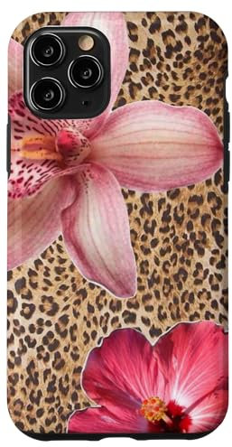 iPhone 11 Pro Pink Flowers On Cheetah Y2K Leopard Summer Print Case