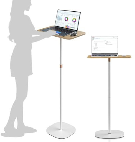 Caossuixin Stehpult Höhenverstellbar Schreibtisch, 46-120 cm Adjustable Computertisch Weiß Verstellbares Mobile Stehpult, für Laptop, Projektor Büro Studie Arbeit Laptoptisch Höhenverstellbar