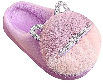 Taglia 12 Pantofole per bambini Bambini Ragazzi Ragazze Inverno Autunno Peluche Scarpe Indoor Caldo e Carino Flock Pantofole Ragazze Riccio Pantofole, Viola, 33 EU