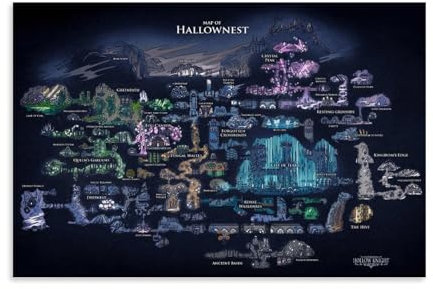 nuomesc Hollow Knight Map Poster Poster Dekorative Malerei Leinwand Wandkunst Wohnzimmer Poster Schlafzimmer Malerei 08x12inch(20x30cm)