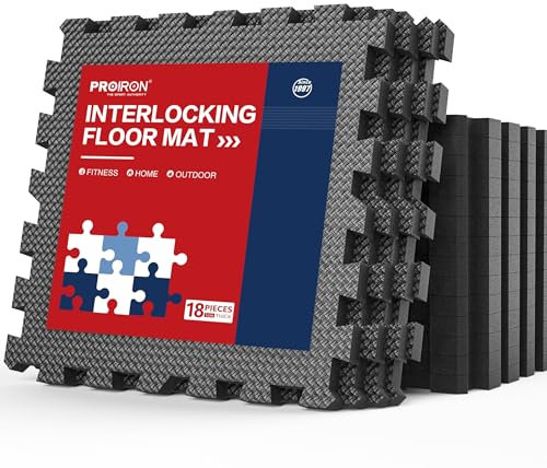 PROIRON Gym Floor Mats, 30 x 30cm Foam Exercise Mats, 1cm Interlocking Floor Tiles, Gym Flooring Puzzle EVA Rubber Mats for Garage, Home Workout, Fitness Equipment, Swimming Pool (54 Tiles|51 Sq Ft)