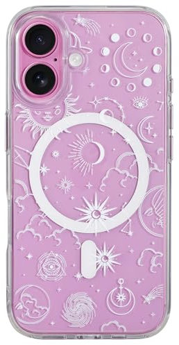 CHEORFAY iPhone 16 Magnetic Clear Case, MagSafe Compatible, Transparent Flexible Bumper & Hard Back Shockproof Protective Cover with Astrology Pattern Design for iPhone 16 - Stars