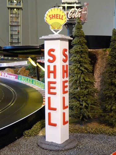 Slotcar Dekoration Shell Turm als Holz-Bausatz mit Buchstaben in 3D-Optik für Carrera DIGITAL
