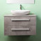 Yellowshop | Mobile Bagno Sospeso CM 90 – 2 Cassetti con Lavabo d’Appoggio – Finitura Cemento Chiaro (Mobile con Lavabo)