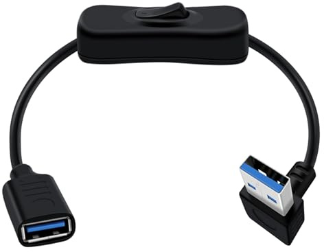 HuaLiSiJi USB 3.0 Cable con Interruptor Cable USB 3.0 Macho Hembra con Interruptor, Soporte para Transmisión de Datos 5Gbps y Suministro de Energía, para Computadoras Portátiles (Arriba, 0.15 m)