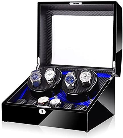 GSZCCZS Automatische Uhr Wächter mit großer Kapazität für 4 Uhren+6 zusätzliche Speicher luxuriöser mechanischer Uhr -Aufbewahrungskoffer mit ruhiger Motor selbst Wickelbeobachtungskiste
