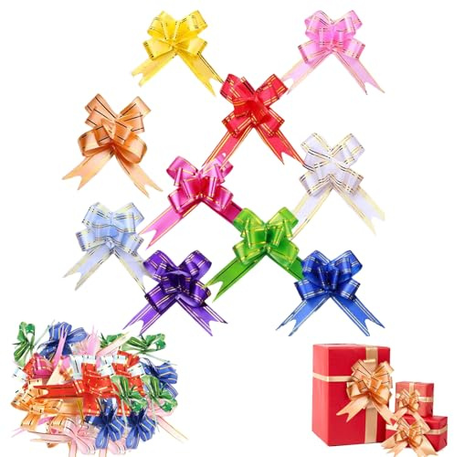 Selbstklebend Kleine Dekoschleifen,100 Stcke Geschenkschleifen,Geschenk-Schleifen,Schleifen Weihnachten Selbstklebend,Mini Bunte Geschenkschleifen,Geschenkschleife in Tollen Farben,14x9cm