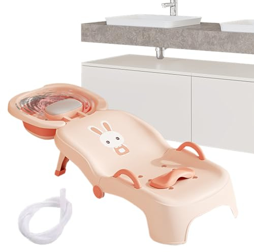Bollisate Shampoo Chair | Foldable Kids Hair Washing Bath Seat,Adjustable Seat Head Rinser Recliner for Baby Boys Ages 0-10 Salon Home Bathroom Toilet