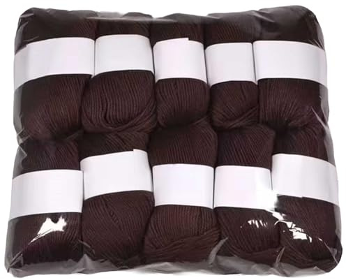 10er Set Luxus - Mischgarn - 500g Wolle - 40 Kaffeebraun - weiches Webgarn geeignet für Pullover, Babydecken, Schals - 10x 50g - Hochwertige Fasern für Häkeln und Basteln