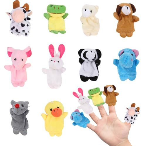 Finger Puppets, 10-Pack Animal Finger Puppets for Toddlers, Soft Plush Hand Puppets for Kids Storytelling, Educational Toys for Babies, Party Bag Fillers for Boys & Girls Gift