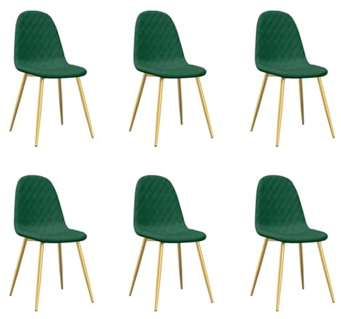 Mhdvray Lot de 6 chaises de salle à manger, en velours, vert foncé, avec pieds dorés, 45 x 53,5 x 83 cm, rembourrées, design moderne, robustes et confortables, pour salle à manger, cuisine, salon
