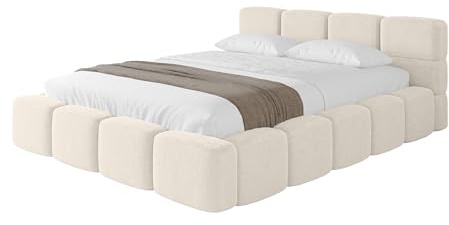 ALTDECOR Polsterbett mit Bettkasten und Lattenrost, Bett mit Matratze H3/H4, Kopfteil, Boxbett, Doppelbett mit Stauraum - NATA-v1 200x200 Hellbeige