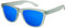 X-CRUZE 9-036 Nerd Sonnenbrillen polarisiert Style Stil Retro Vintage Retro Unisex Herren Damen Männer - grau-transparent matt/blau verspiegelt