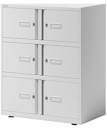 BISLEY Office Lodge Essentials, 6 Türen: 4X H 267 und 2X H 304 mm, Metall, 696 Verkehrsweiß, 47 x 80 x 100 cm