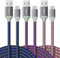 Fasgear USB zu USB C Kabel, 3 Stück 3m Nylon geflochtenes USB Typ C Schnelllade-Synchronisationskabel Kompatibel mit Galaxy S10 / S9 / S8 +, Moto Z2, LG V30 / G6, Nokia N1 und mehr (Blau, Lila, Pink)