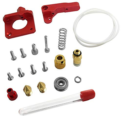 Afunta Extruder Set + 1x PTFE Bowdenrohr (1 Meter) + 2x 0,4mm Extruderdüse für Drucker und 1x 0,4mm Reinigungsnadel kompatibel mit CR-10 3D Drucker