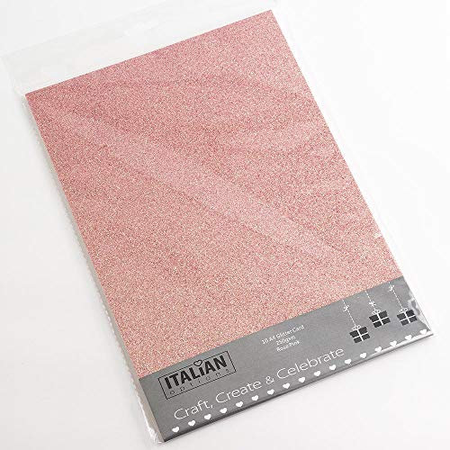 Italian Options 250GSM Non Shed Glitter Card Craft Paper 10 Sheets, A4 Size, Rose Pink