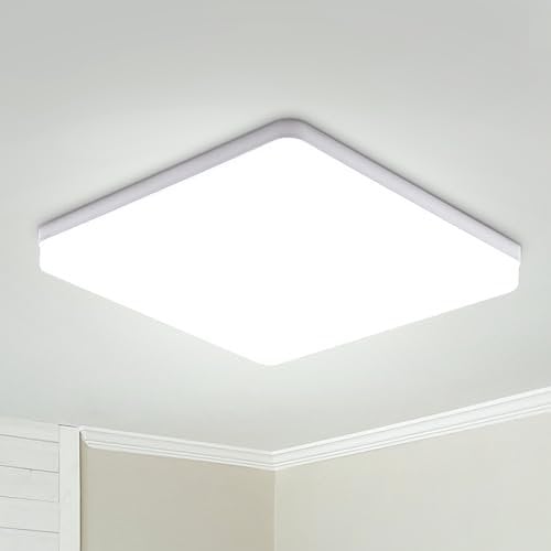 Combuh Deckenleuchte LED 48W 4320LM Deckenlampe für Schlafzimmer Wohnzimmer Kaltes Weiß 6500K Quadrat 30 * 30 * 4cm