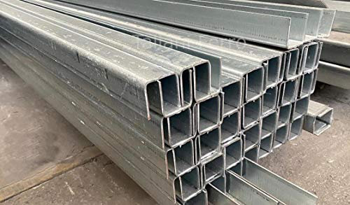 Barra a U in ferro zincato. Lunghezza 3 metri circa. Taliani Ferro (Sezione 30x30x2mm)