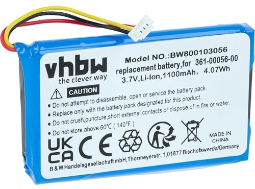 vhbw Akku kompatibel mit Garmin Nüvi 55LMT | 56LM, 56LMT, 57LM, 57LMT, 68LMT GPS Navigation Navi (1100mAh, 3,7V, Li-Ion)