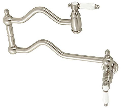 Kingston Brass KS2108BPL Bel-Air Wall Mount Pot Filler, Brushed Nickel