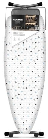 Taurus Argenta Elegance - Planche à repasser pliable, hauteur réglable jusqu'à 98cm, Support pour centrale vapeur, Housse 100% coton, Dimensions 48 x 130 cm, avec roues