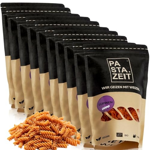 PASTAZEIT Bio Lupinen Nudeln - Lupinen Fusilli, Low Carb Nudeln aus Bio Lupinenmehl - Proteinreich, handgemacht, vegan (10 x 250g)