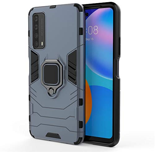 CHcase per Huawei P Smart 2021 Custodia, Custodia Armor Anello Cavalletto (Funziona con Il Supporto Magnetico per Auto) Case Paraurti Case Cover per Huawei P Smart 2021 -Black Plus Gray