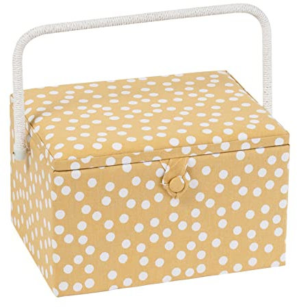 Hobby Gift Exclusive, große Nähbox, Bastel-Aufbewahrungsbox, Zubehörablage, Nadelkissen, PVC-Griff 23,5 x 31 x 20 cm, Ockerfleck