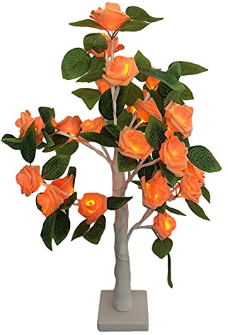 Flueyer Rose Blume Schreibtischlampe, LED Künstliche Rose Baum Licht Dekoration, Batteriebetrieben, Lichterbaum Nachtlampe für Zuhause, Party Hochzeit und Weihnachten