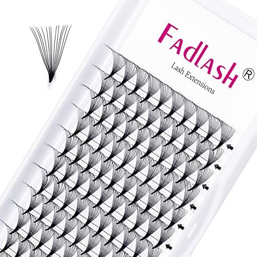 Volume Eyelash Extensions 14D 0.07mm C Curl 14mm Premade Fans Eyelash Extensions Middle Stem Professional Pre Made Fan Eyelashes(14D-0.07-C,14mm)