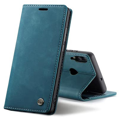 Chocoyi Kompatibel mit Huawei P20 Lite Hülle Leder,Magnetverschluss Premium PU Leder Flip Case,Standfunktion.-Blau
