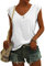KOG Bluse Damen Elegant Ärmellose T-Shirt Shirt Casual Weiß Oberteile mit Flügelärmeln Frauen Schwarz Kleidung Frau Grau Sommer Shirts Top Damen V-Ausschnitte Tshirt Klamotten Weiß L