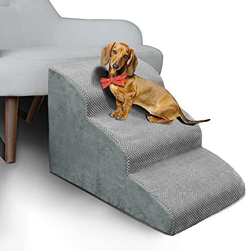 MEJYJEM 3 escalones de Espuma de Alta Densidad para Perros, escalones Antideslizantes para Mascotas para Perros Mayores, Mascotas con Dolor en Las articulaciones, Escalera de sofá Cama para Gatos