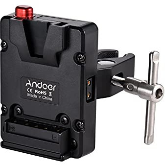 Andoer Mini Nano V-lock Mount Battery Power Supply Adapter Plate with Plier Clamp for Mini V-mount Battery