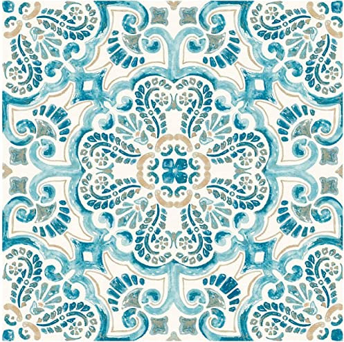 Oedim Lot de 10 autocollants pour sol imitation carreaux bleus 25 x 25 cm, vinyle écologique, vinyle mat, autocollants pour décorer ou rénover le sol