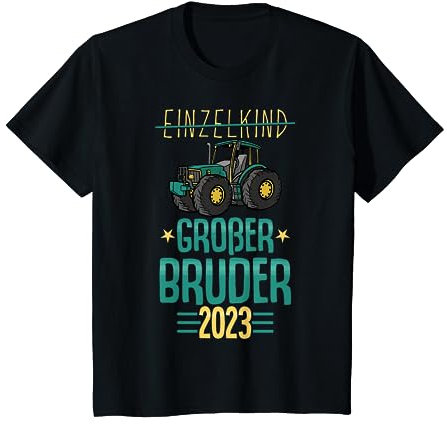 Kinder Ich werde großer Bruder 2023 Traktor Bagger Baby Ankündigung T-Shirt