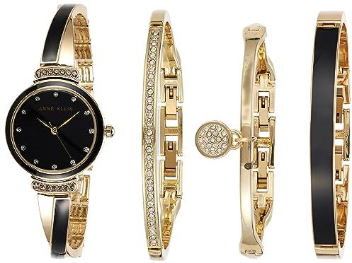 Anne Klein Women's Premium Crystal Accented Bangle Watch Set