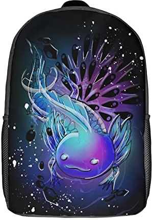 usmikeys Axolotl Backpack, Waterproof Bookbag for Boys Girls Back to School 17 Inch