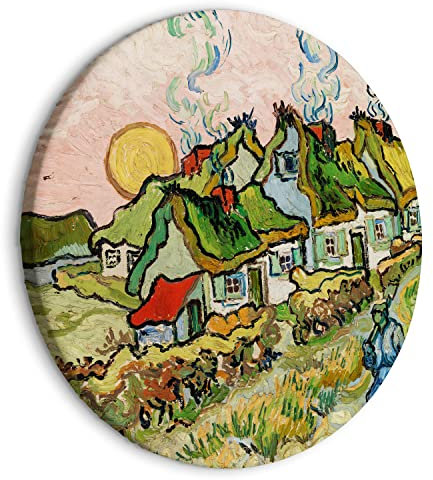 murando - runde Bilder Vincent van Gogh 60x60 cm Leinwandbild 1 tlg Kunstdruck modern Wandbilder XXL Wanddekoration Design Wand Bild Häuser und Figur Abstrakt l-G-10030-bc-a