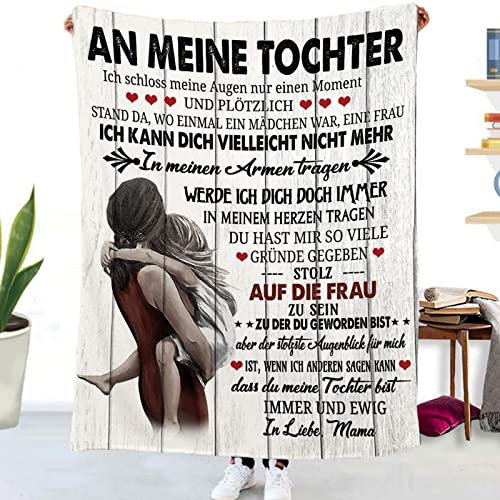 Tospass Personalisierte Kuscheldecke An Meine Tochter Von Mama - Flanell Briefdecke Mit Positiver Ermutigung - Weiche Fleecedecke Für Sofa Und Reisen 150x200 cm
